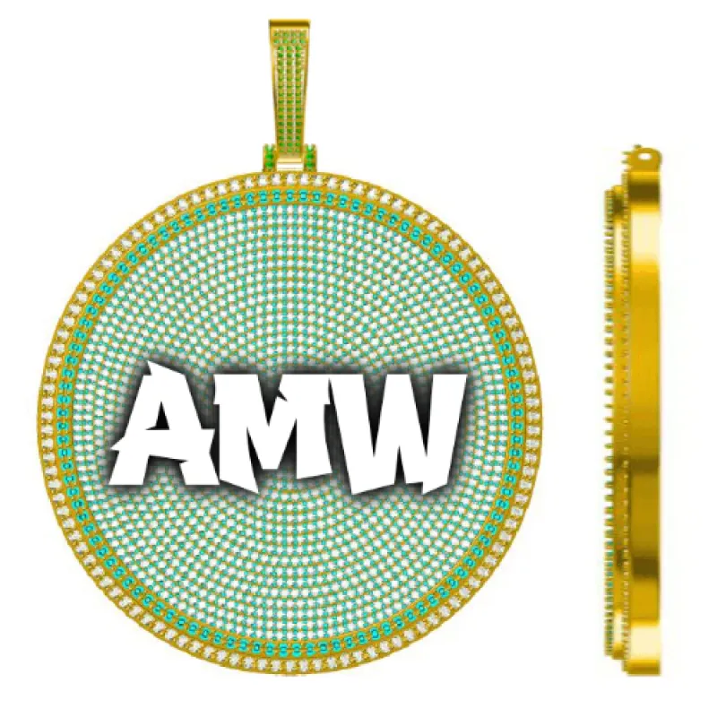 CUSTOM LETTER NECKLACE 3D BIG DISC sold by The GUU Shop