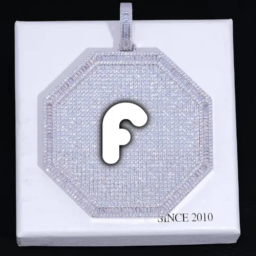 CUSTOM LETTER NECKLACE 3D BIG OCTAGON sold by The GUU Shop