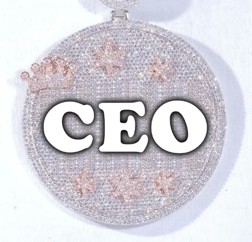 CUSTOM LETTER NECKLACE 3D BIG CROWN DISC sold by The GUU Shop