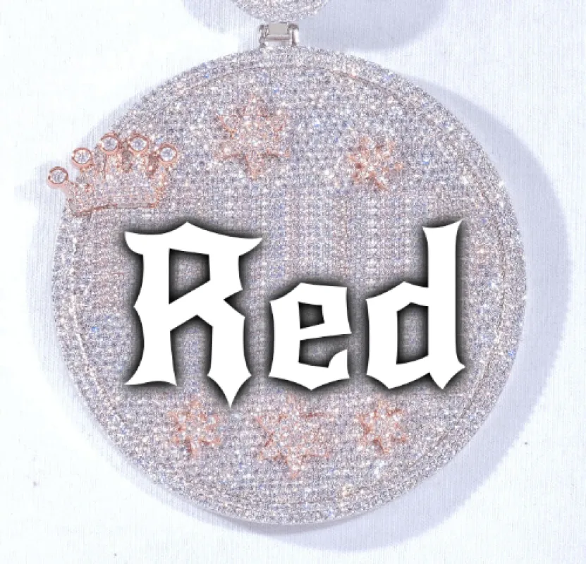 CUSTOM LETTER NECKLACE 3D BIG CROWN DISC sold by The GUU Shop