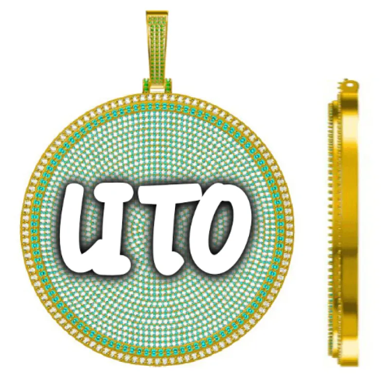 CUSTOM LETTER NECKLACE 3D BIG DISC sold by The GUU Shop