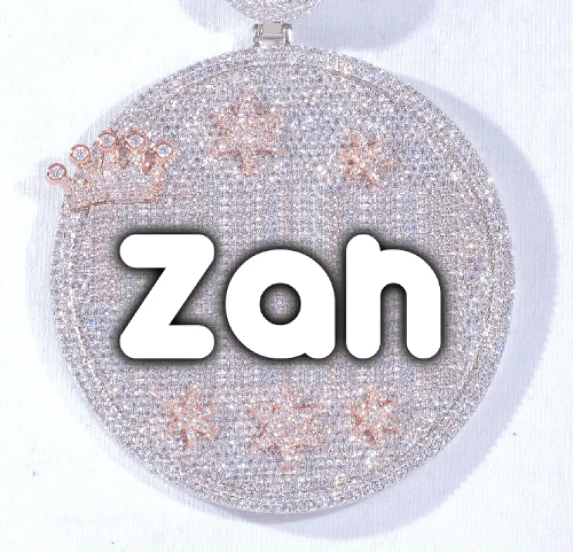 CUSTOM LETTER NECKLACE 3D BIG CROWN DISC sold by The GUU Shop