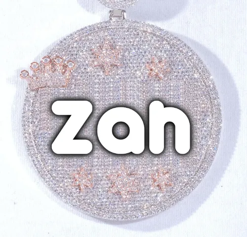 CUSTOM LETTER NECKLACE 3D BIG CROWN DISC sold by The GUU Shop