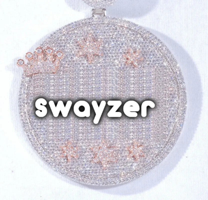 CUSTOM LETTER NECKLACE 3D BIG CROWN DISC sold by The GUU Shop