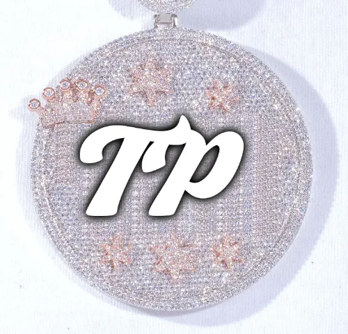 CUSTOM LETTER NECKLACE 3D BIG CROWN DISC sold by The GUU Shop