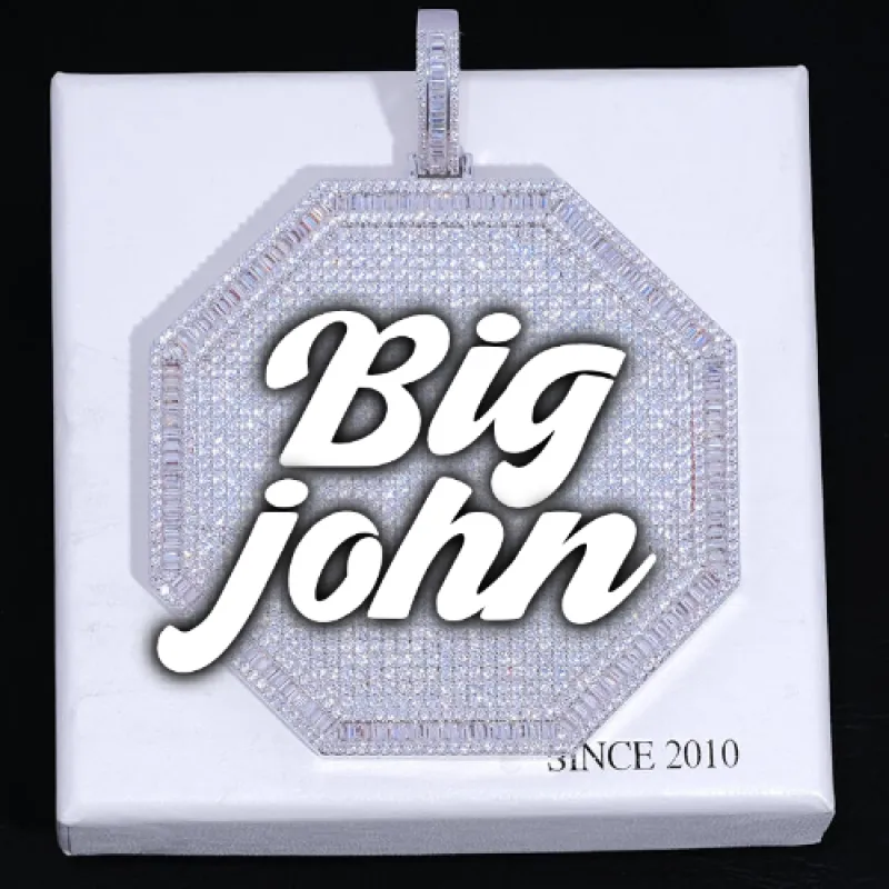 CUSTOM LETTER NECKLACE 3D BIG OCTAGON sold by The GUU Shop