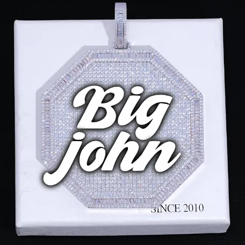 CUSTOM LETTER NECKLACE 3D BIG OCTAGON sold by The GUU Shop