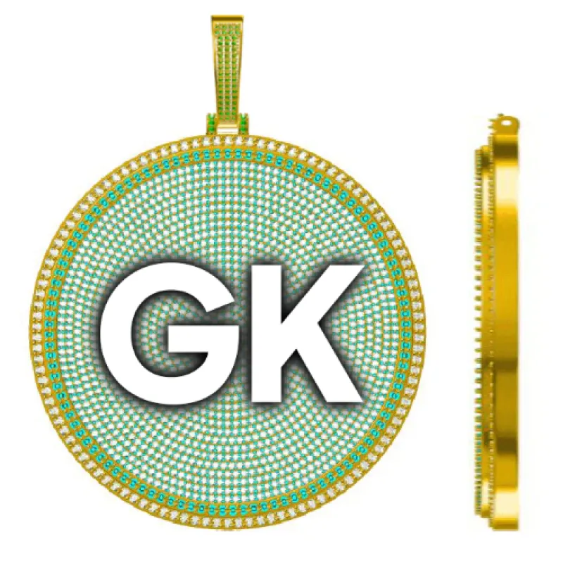 CUSTOM LETTER NECKLACE 3D BIG DISC sold by The GUU Shop