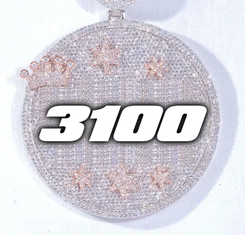 CUSTOM LETTER NECKLACE 3D BIG CROWN DISC sold by The GUU Shop