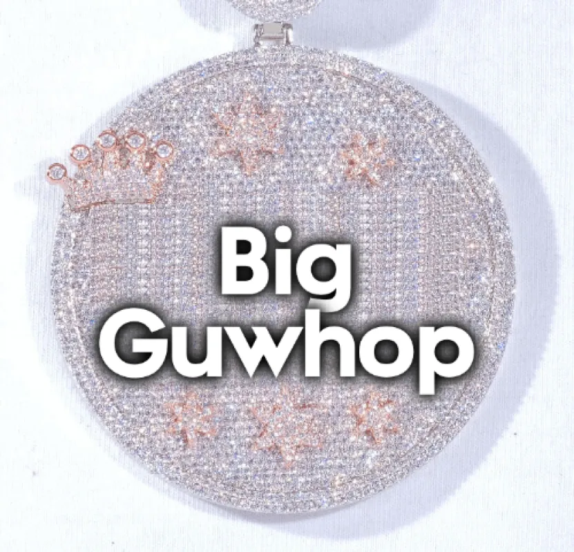 CUSTOM LETTER NECKLACE 3D BIG CROWN DISC sold by The GUU Shop