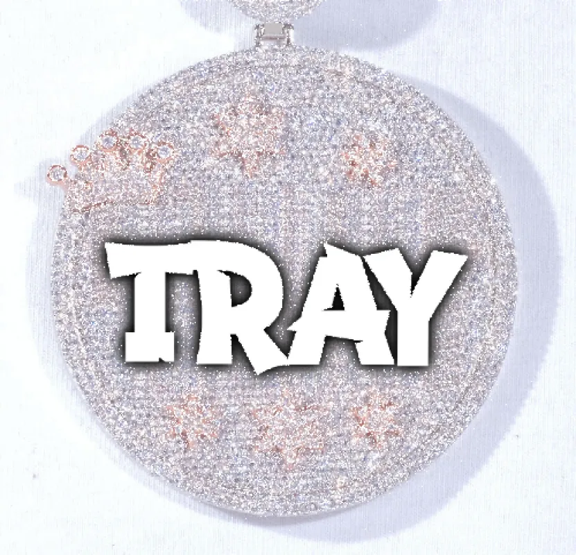 CUSTOM LETTER NECKLACE 3D BIG CROWN DISC sold by The GUU Shop