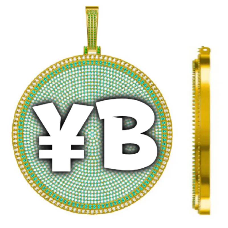 CUSTOM LETTER NECKLACE 3D BIG DISC sold by The GUU Shop