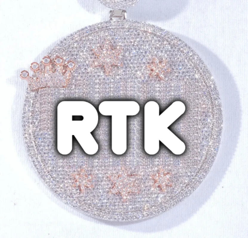 CUSTOM LETTER NECKLACE 3D BIG CROWN DISC sold by The GUU Shop