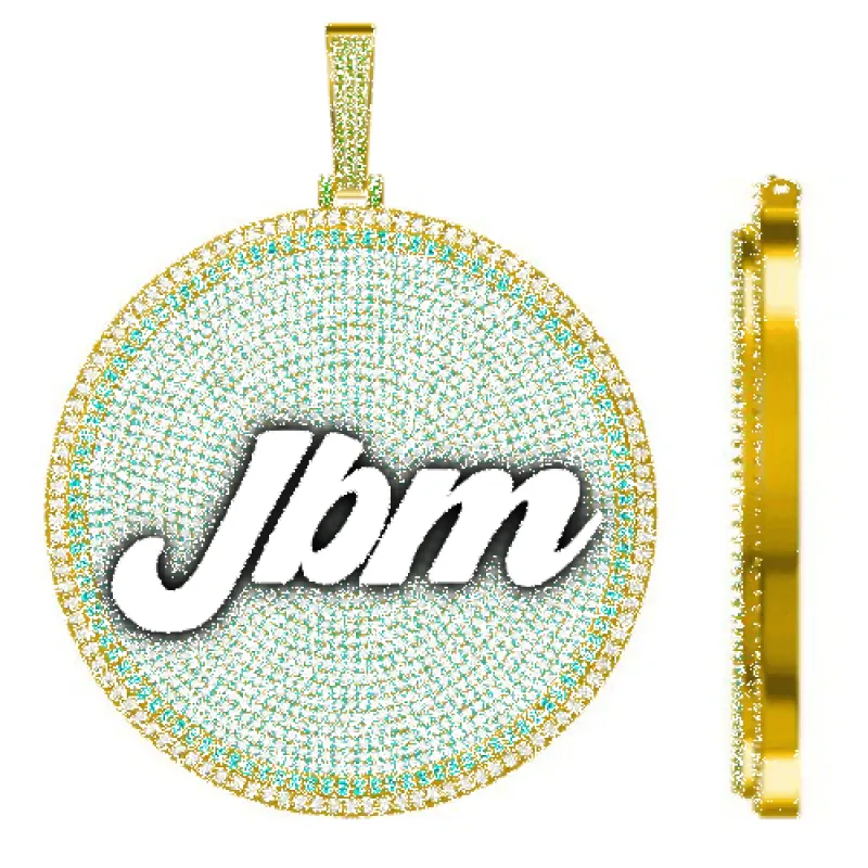 CUSTOM LETTER NECKLACE 3D BIG DISC sold by The GUU Shop