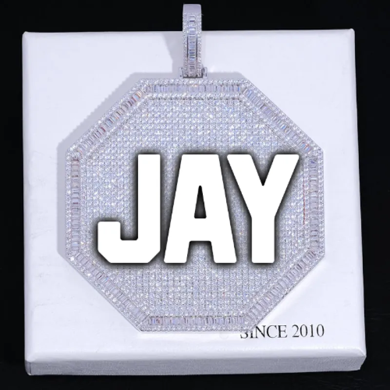 CUSTOM LETTER NECKLACE 3D BIG OCTAGON sold by The GUU Shop