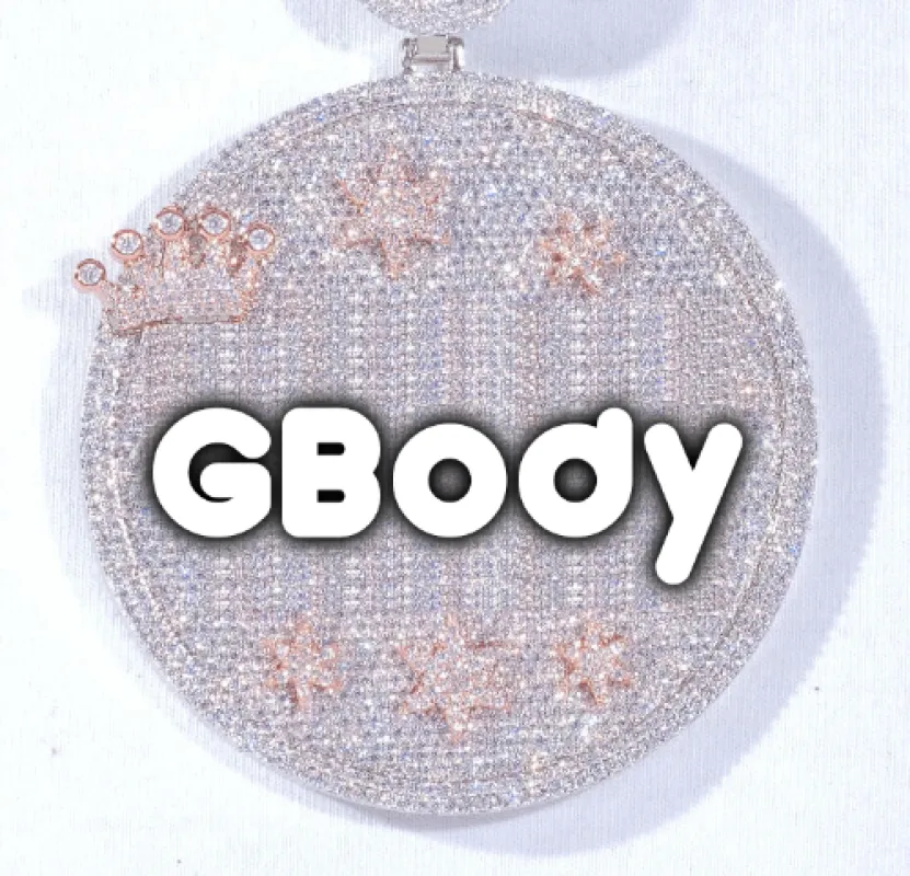 CUSTOM LETTER NECKLACE 3D BIG CROWN DISC sold by The GUU Shop