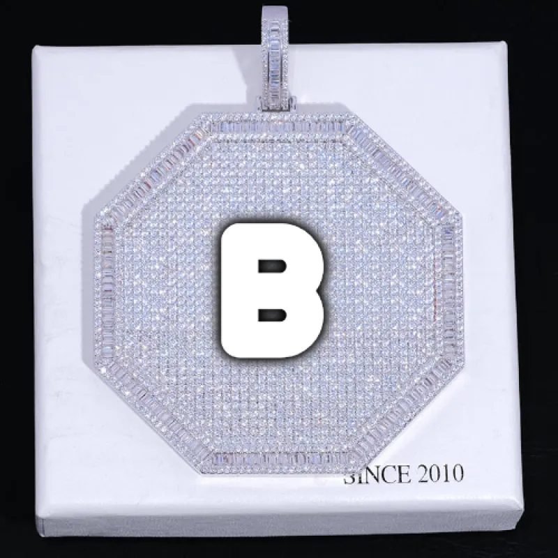 CUSTOM LETTER NECKLACE 3D BIG OCTAGON sold by The GUU Shop