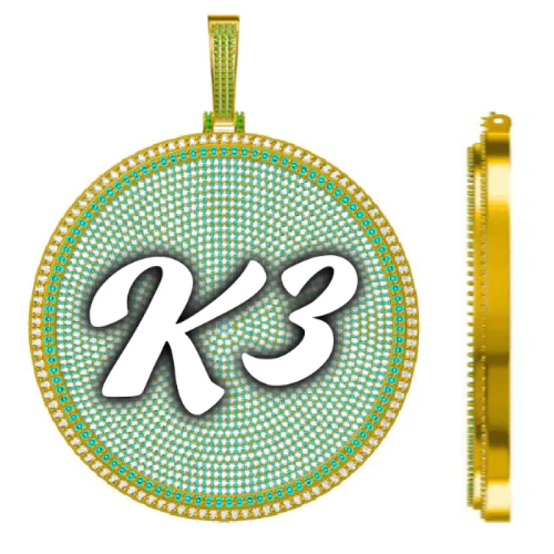 CUSTOM LETTER NECKLACE 3D BIG DISC sold by The GUU Shop