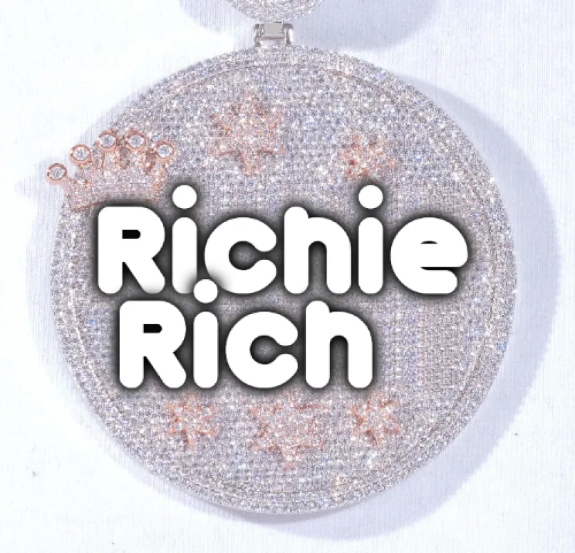 CUSTOM LETTER NECKLACE 3D BIG CROWN DISC sold by The GUU Shop