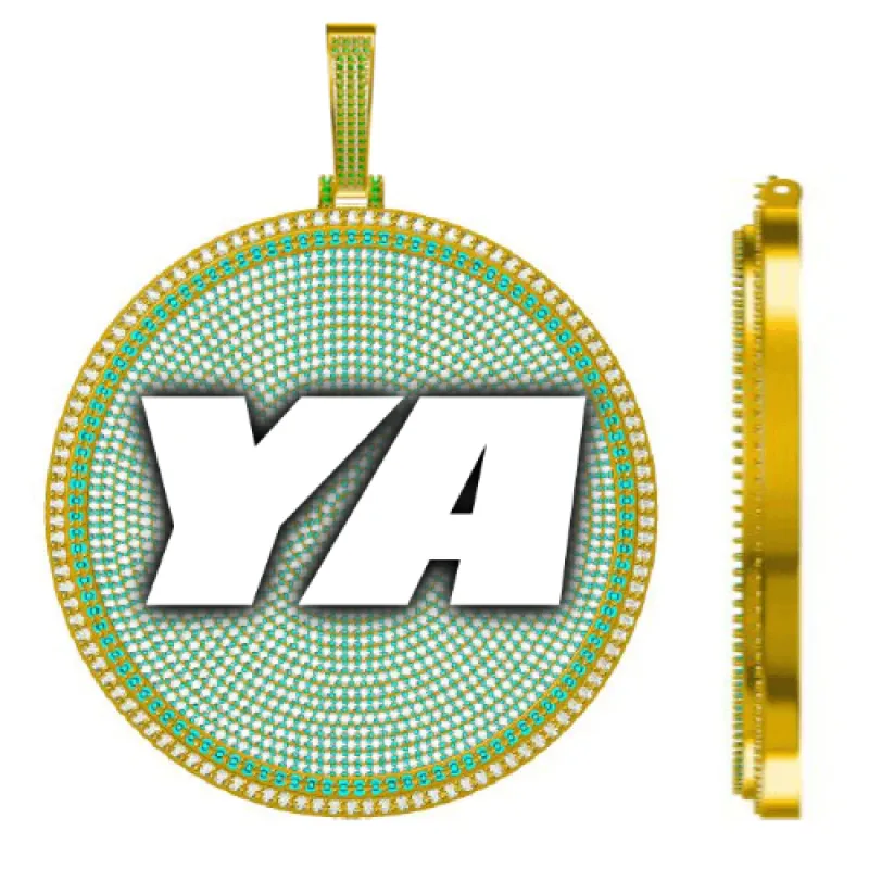 CUSTOM LETTER NECKLACE 3D BIG DISC sold by The GUU Shop