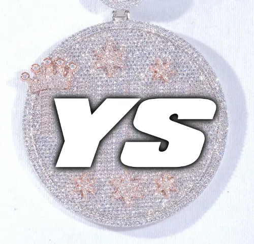 CUSTOM LETTER NECKLACE 3D BIG CROWN DISC sold by The GUU Shop