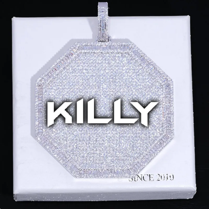 CUSTOM LETTER NECKLACE 3D BIG OCTAGON sold by The GUU Shop