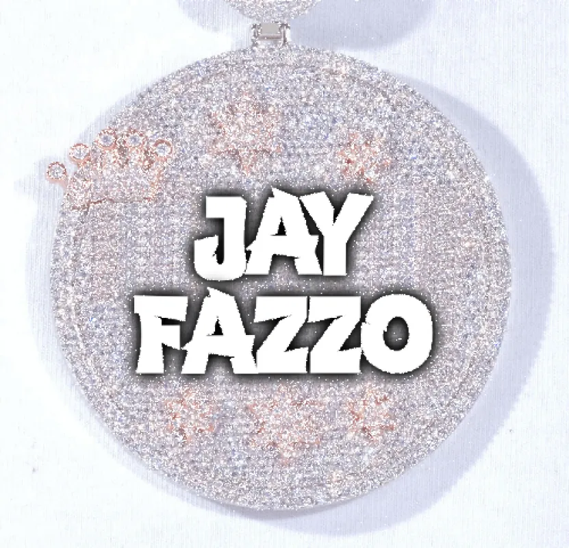 CUSTOM LETTER NECKLACE 3D BIG CROWN DISC sold by The GUU Shop