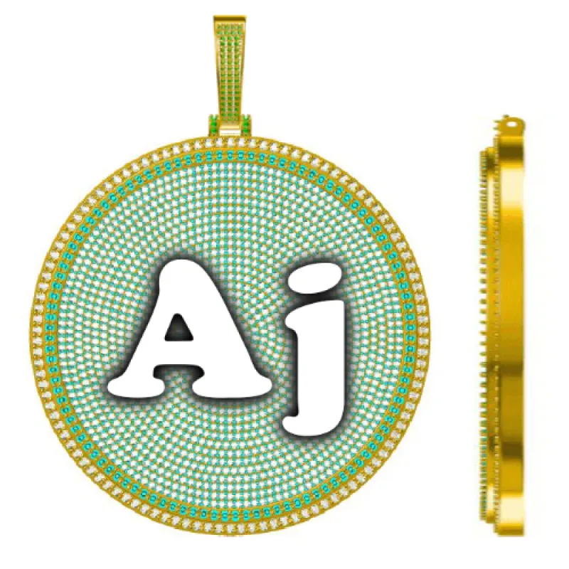 CUSTOM LETTER NECKLACE 3D BIG DISC sold by The GUU Shop