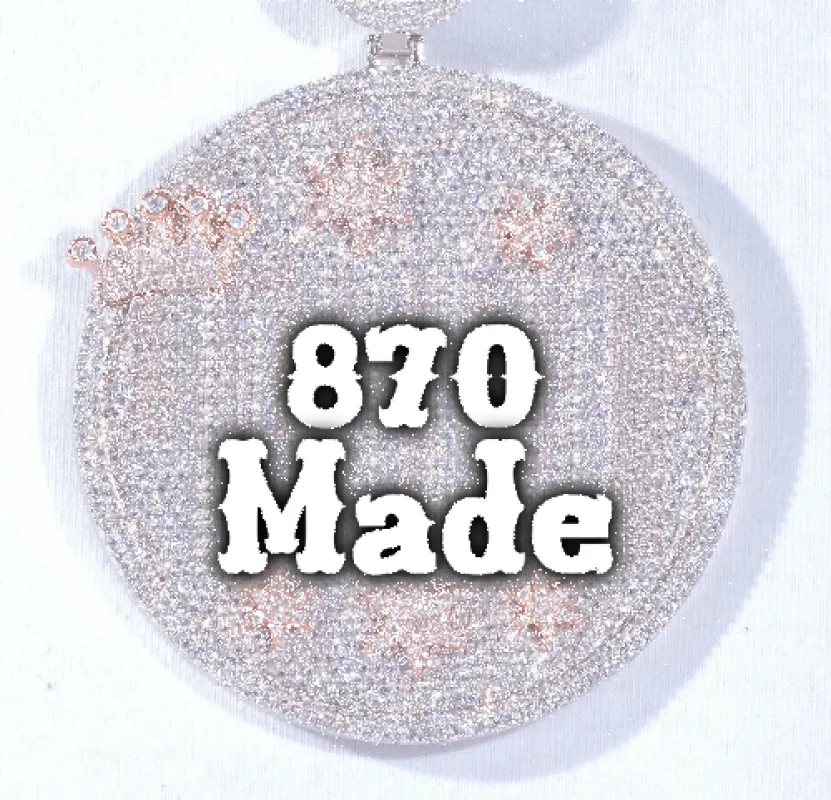 CUSTOM LETTER NECKLACE 3D BIG CROWN DISC sold by The GUU Shop