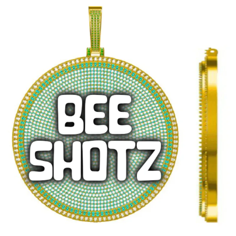 CUSTOM LETTER NECKLACE 3D BIG DISC sold by The GUU Shop