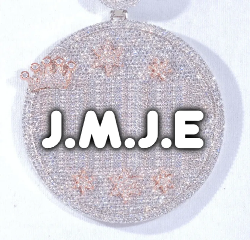 CUSTOM LETTER NECKLACE 3D BIG CROWN DISC sold by The GUU Shop