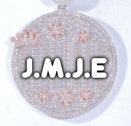CUSTOM LETTER NECKLACE 3D BIG CROWN DISC sold by The GUU Shop