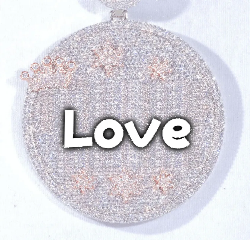 CUSTOM LETTER NECKLACE 3D BIG CROWN DISC sold by The GUU Shop