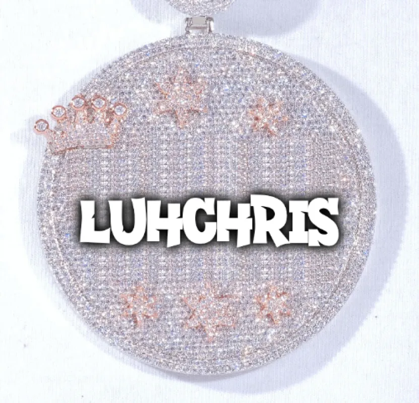 CUSTOM LETTER NECKLACE 3D BIG CROWN DISC sold by The GUU Shop