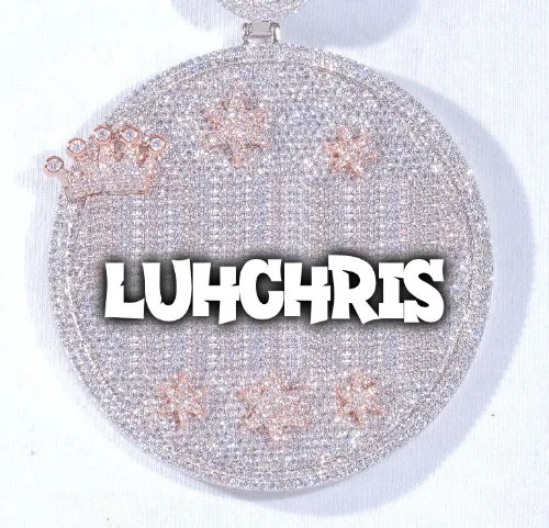 CUSTOM LETTER NECKLACE 3D BIG CROWN DISC sold by The GUU Shop