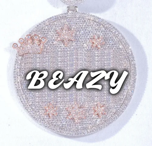 CUSTOM LETTER NECKLACE 3D BIG CROWN DISC sold by The GUU Shop