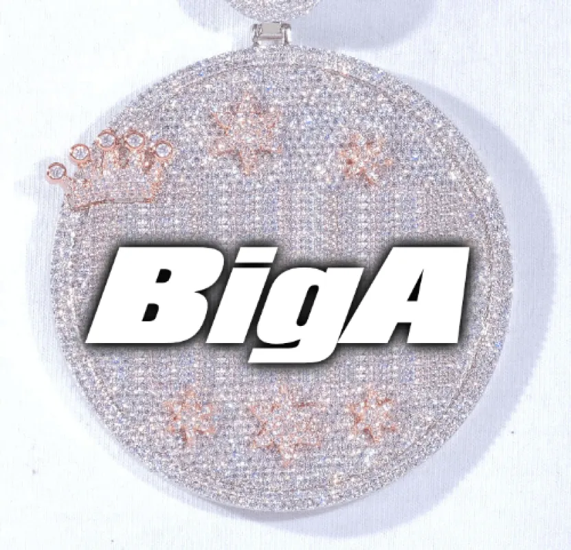 CUSTOM LETTER NECKLACE 3D BIG CROWN DISC sold by The GUU Shop