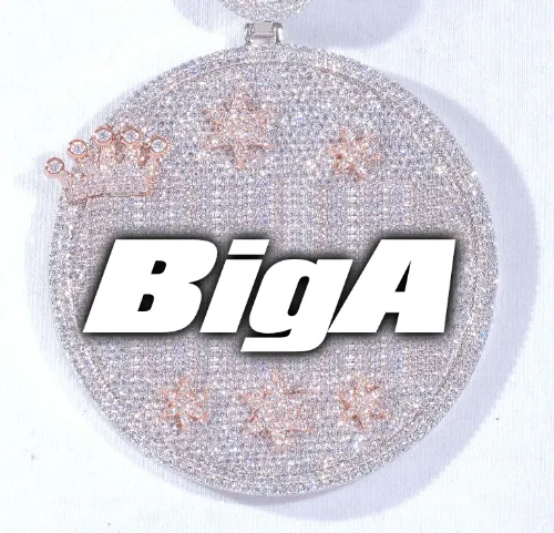 CUSTOM LETTER NECKLACE 3D BIG CROWN DISC sold by The GUU Shop