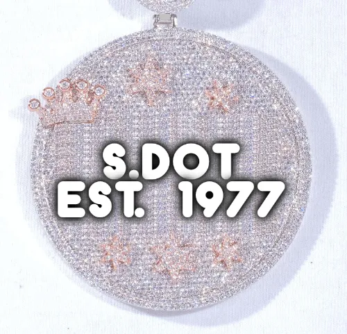 CUSTOM LETTER NECKLACE 3D BIG CROWN DISC sold by The GUU Shop