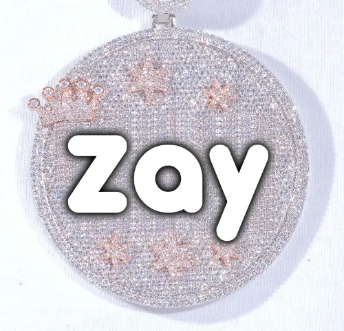 CUSTOM LETTER NECKLACE 3D BIG CROWN DISC sold by The GUU Shop