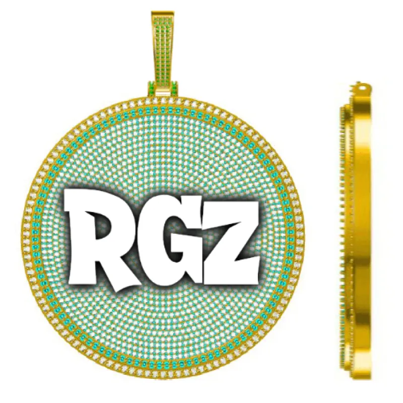 CUSTOM LETTER NECKLACE 3D BIG DISC sold by The GUU Shop