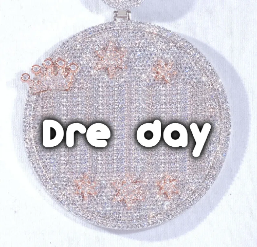 CUSTOM LETTER NECKLACE 3D BIG CROWN DISC sold by The GUU Shop