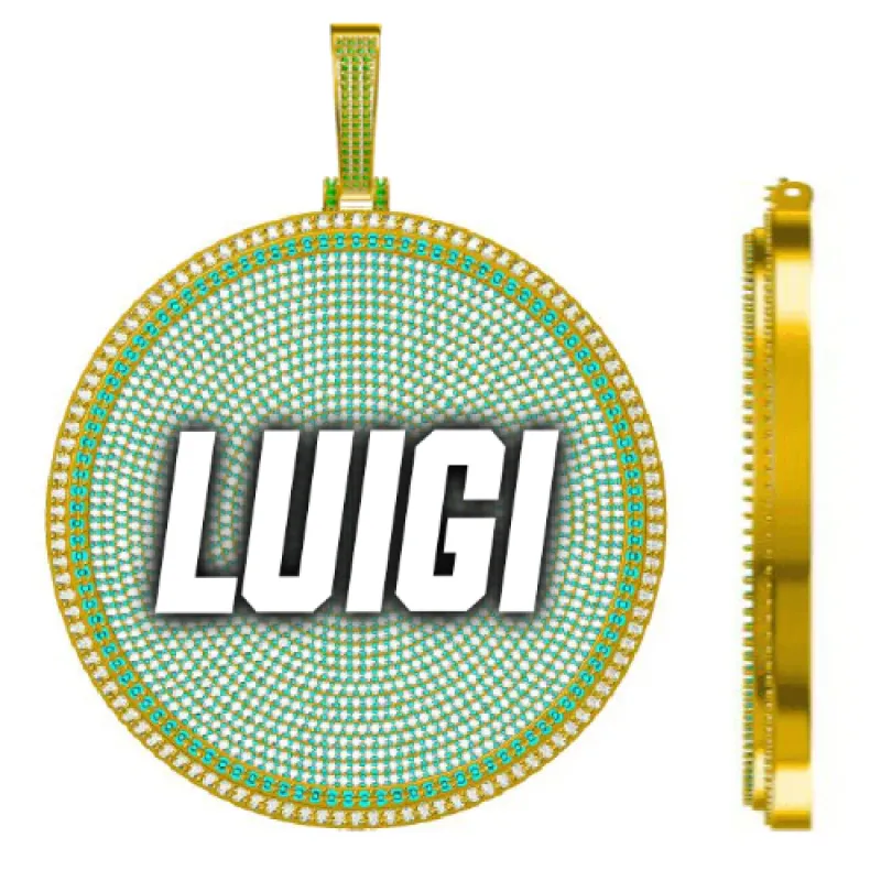 CUSTOM LETTER NECKLACE 3D BIG DISC sold by The GUU Shop