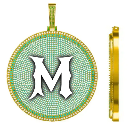 CUSTOM LETTER NECKLACE 3D BIG DISC sold by The GUU Shop