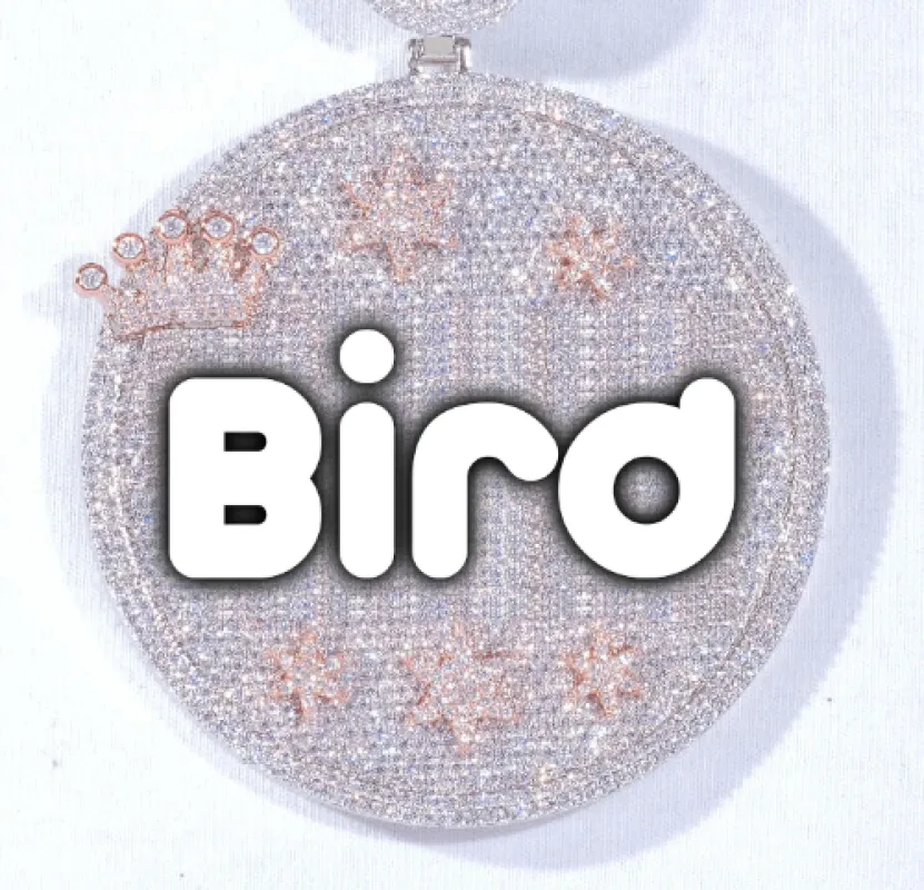 CUSTOM LETTER NECKLACE 3D BIG CROWN DISC sold by The GUU Shop