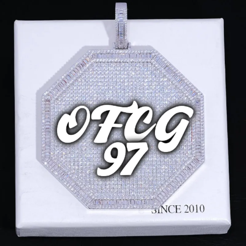 CUSTOM LETTER NECKLACE 3D BIG OCTAGON sold by The GUU Shop