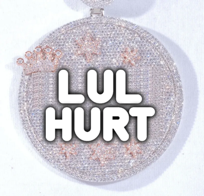 CUSTOM LETTER NECKLACE 3D BIG CROWN DISC sold by The GUU Shop