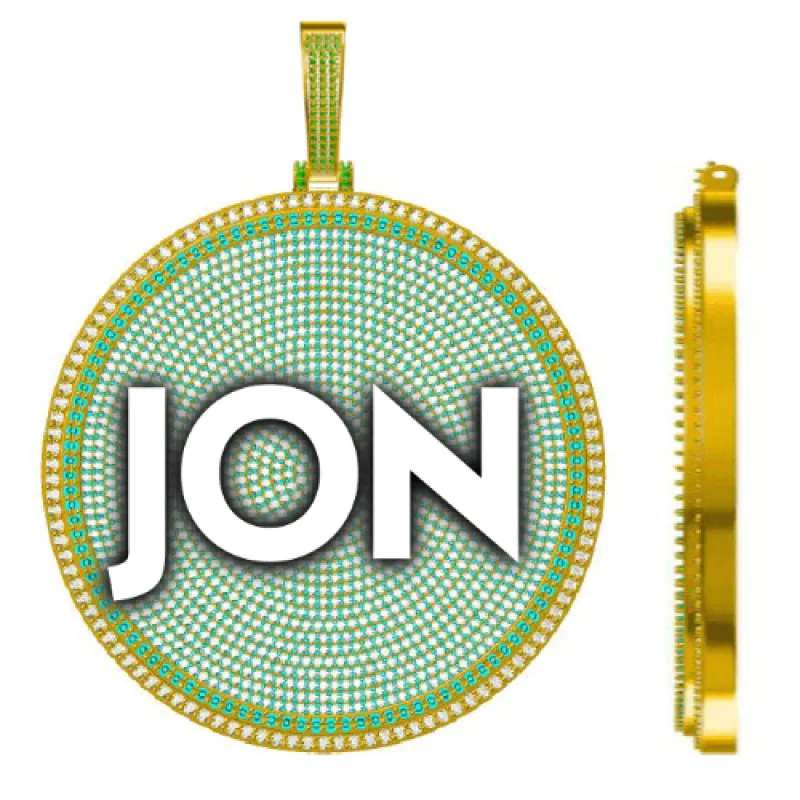 CUSTOM LETTER NECKLACE 3D BIG DISC sold by The GUU Shop