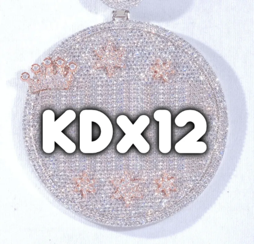 CUSTOM LETTER NECKLACE 3D BIG CROWN DISC sold by The GUU Shop