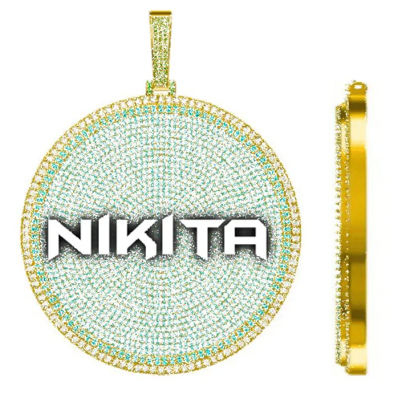 CUSTOM LETTER NECKLACE 3D BIG DISC sold by The GUU Shop